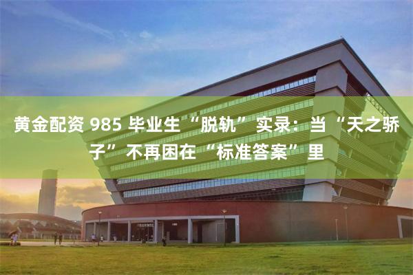 黄金配资 985 毕业生 “脱轨” 实录：当 “天之骄子” 不再困在 “标准答案” 里