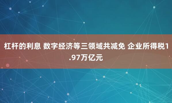 杠杆的利息 数字经济等三领域共减免 企业所得税1.97万亿元